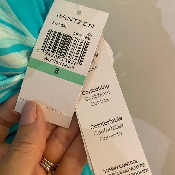 New Jantzen Teal Palm Slimming Swimsuit - Picture 10 of 14